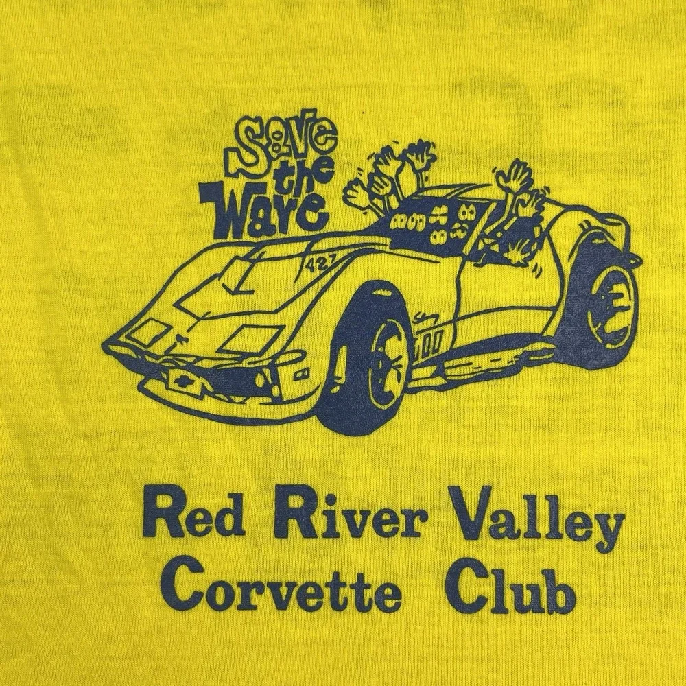 Vintage 1970s Red‎ River Valley Corvette Club Car T Shirt 